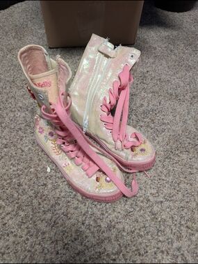 Lelli Kelly Pink Sequin High-Top Sneakers with Gems